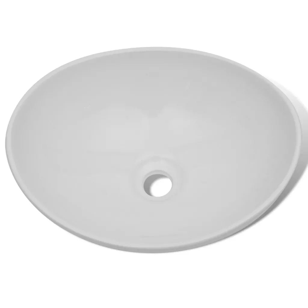 

Luxury Ceramic Basin Oval-shaped Sink White 40 x 33 cm Bathroom Ceramic Counter Top Wash Basin Lavatory Washbasin Sink