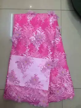 

Latest Nigeria Lace Fabric High Quality African 3d Flower Mesh Lace Fabric With Bead French Tulle Net Lace Fabric For Dress A