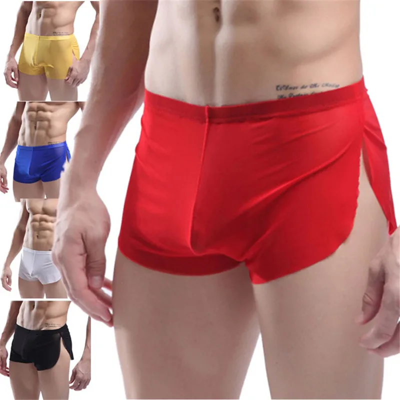 Мужское нижнее белье Wonderjock с мешочком для пениса, дышащее Прозрачное нижнее белье для плавания - Цвет: Красный