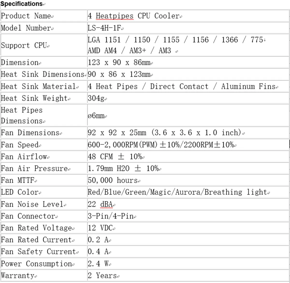 3Pin/4Pin RGB светодиодный Процессор кулер 4-Heatpipe двойная башня 9 см вентилятор охлаждения радиатора для LGA 1150/1151/1155/1156/775/1366 AMD