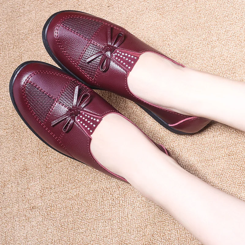 

AKEXIYA 2019 new women's shoes high quality PU leather fashion bow flat women's shoes comfortable non-slip casual women shoes