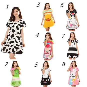 

8 Colors Nightdress Women Soft Casual Sleepwear Cute Cartoon Nightwear Nightgown