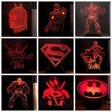 2019 HOT Marvel Deadpool Superman Batman Iron Man Spider Man Thanos LED NIGHT LIGHT USB REMOTE