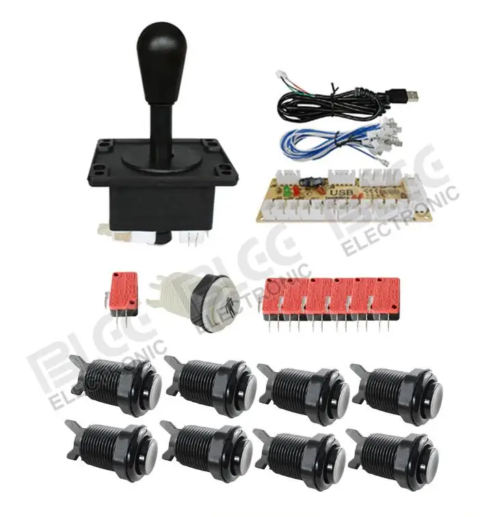 Синий Jamma аркадный Шкаф DIY Kit Нулевая задержка USB аркадный контроллер для подключения к ПК Джойстик в американском стиле 4/8 кнопки - Цвет: Синий