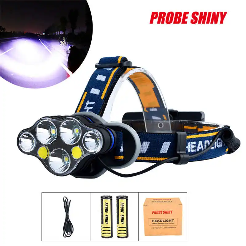 5x XM-L T6 LED+2xCOB Induction Headlamp torch flashlight t6 18650 Headlight Set powerful led flashlight rechargeable #4A29 (13)