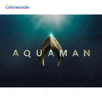 

Superhero Series Photography Golden Metal Sign of Aquaman Deep Ocean Backdrops for Photo Booth Studio or YouTube Outside Videos