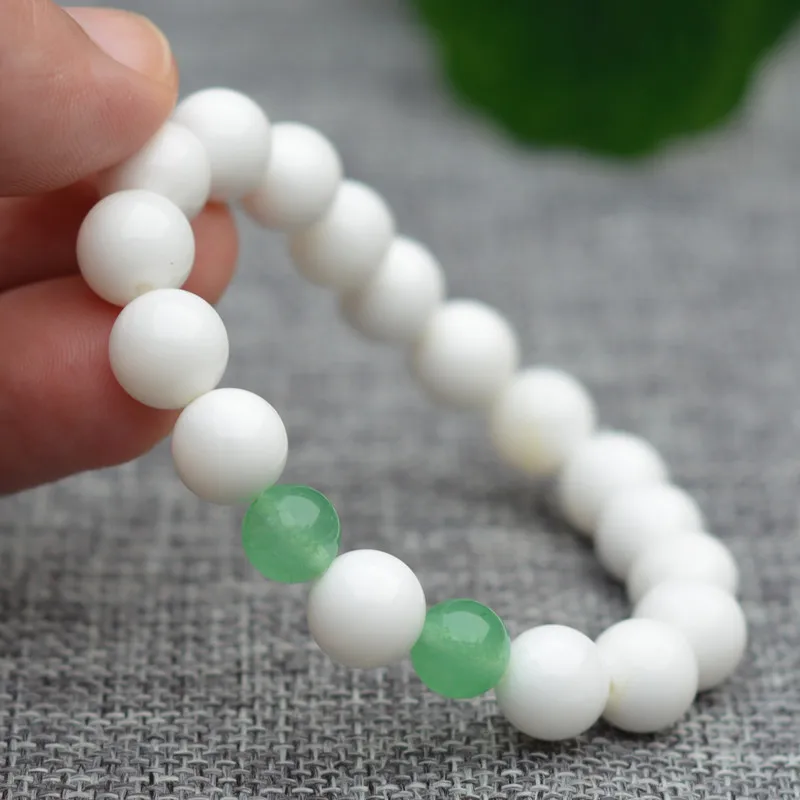 Blanc Vert 100/% NATUREL JADE JADEITE Round Gemstone Beads Bangle Bracelet 10 mm