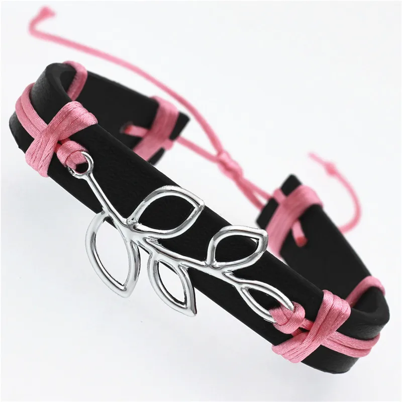 GO MAX DGW кожаные браслеты с листьями для мужчин и женщин Pulseira Masculina ювелирные