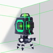Новая модель зеленые линии 3D 12 линий лазерный уровень, самонивелирующийся 360 горизонтальный, вертикальный крест супер мощный