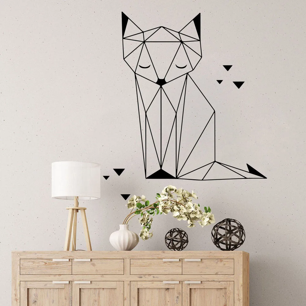 

Geometric Fox Origami Cat Triangles Wall Sticker Nursery Kids Cartoon Jungle Animal Fox Wall Decal Bedroom Vinyl Home Decor