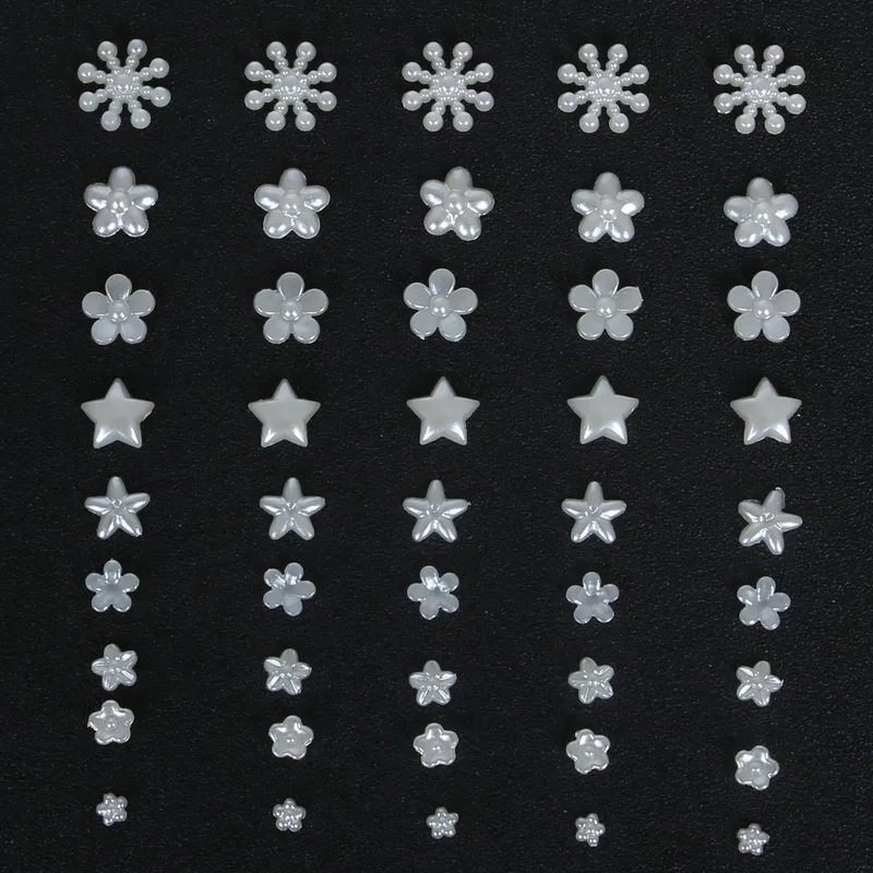 

Hot Selling Flat Back Cabochon Imitation Plastic ABS Pearl Beads snowflake star flower for DIY Fashion Jewelry Phone Decoration