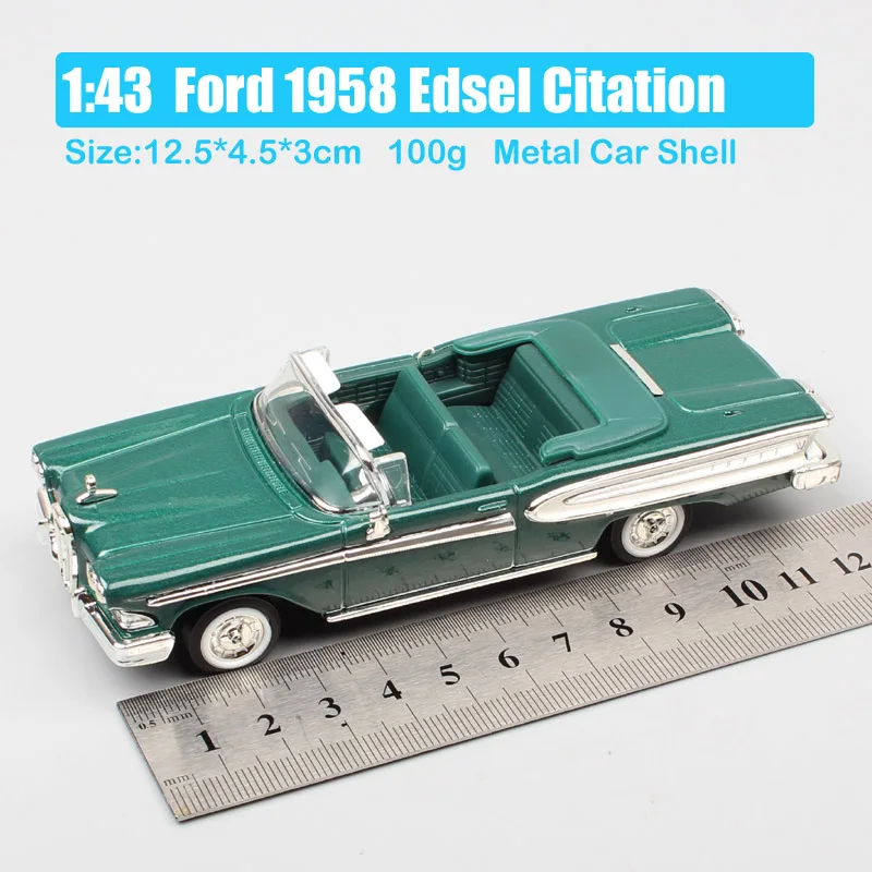1/43 старое Ретро 1958 Ford Edsel цитирование конвертируемый маленький автомобиль масштаб литья под давлением и модели автомобилей сувенирные игрушечные машинки для детей мальчик - Цвет: 1958 Edsel Citation
