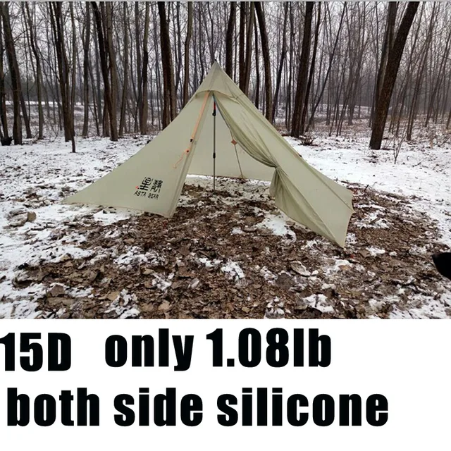 Cheap 490g Oudoor Ultralight  Camping Tent 4 Season 1 Single Person 15D Both Sides Silicone Pyramid lightweight Rodless Tent