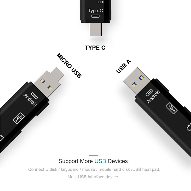 Vmonv 3 в 1 картридер Type C высокоскоростной USB 2 0 TF Micro SD адаптер для чтения карт OTG