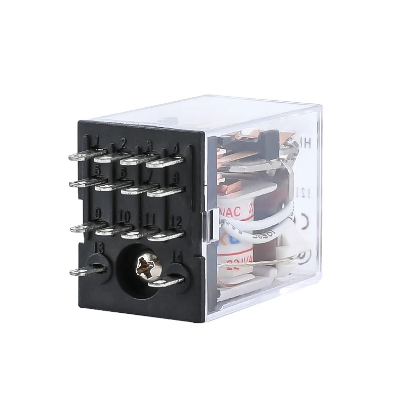 HH54P MY4NJ Electromagnetic Relays 4PDT 4NO 4NC AC 220V 110V DC 24V 12V 3A Power Relay Switch Socket Base Silver Contacts 14 Pin