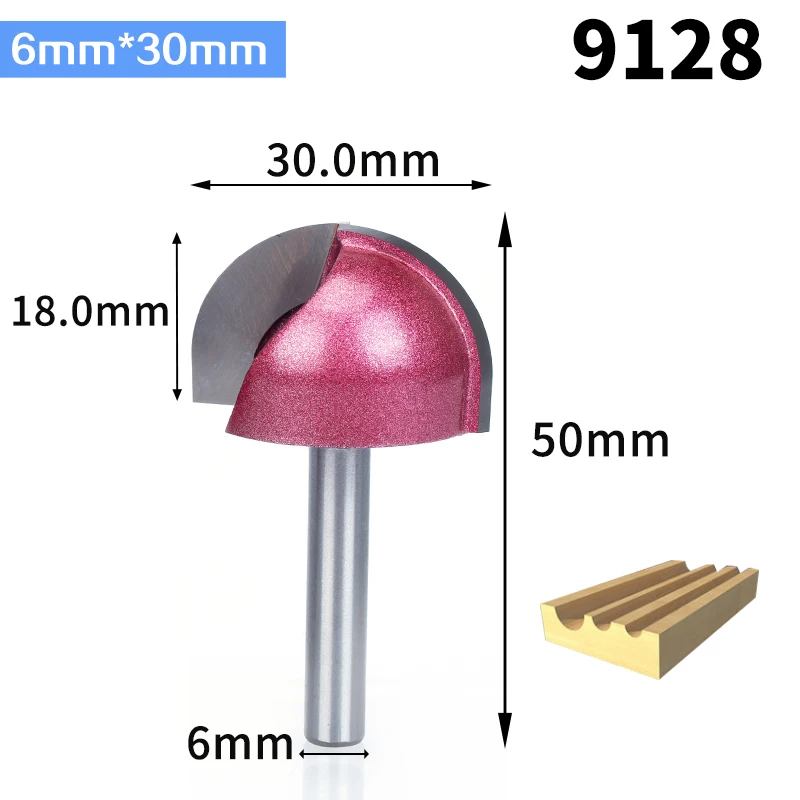 HUHAO 1 шт. 6 мм SHK Радиус Круглый пазовой бухты коробка бит ЧПУ круглый нос фрезы для дерева промышленного класса деревообрабатывающий Концевая мельница - Длина режущей кромки: 9128