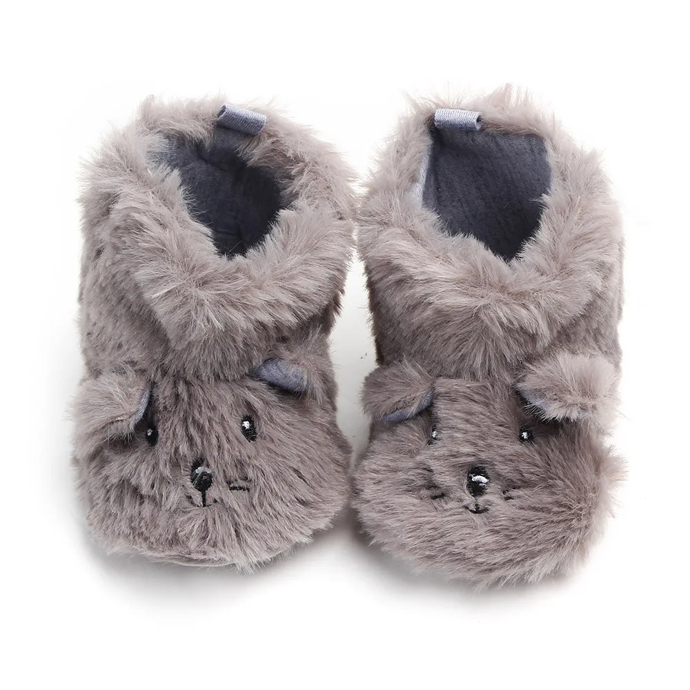 Теплые ботинки с пушистыми ушками для маленьких мальчиков и девочек; обувь для малышей