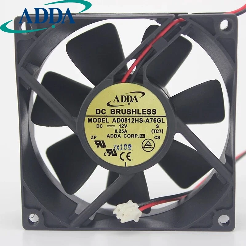 1pcs AD0812HS-A76GL 8025 12V 0.25A 2-wire cooling fan