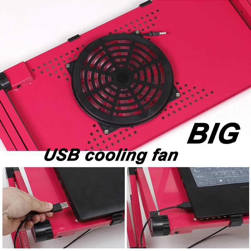 Qijia un gran ventilador de refrigeración 360 mesa rodante suporte para portátil soporte plegable Portalbe portátil mesa para cama con alfombrilla de ratón - 2