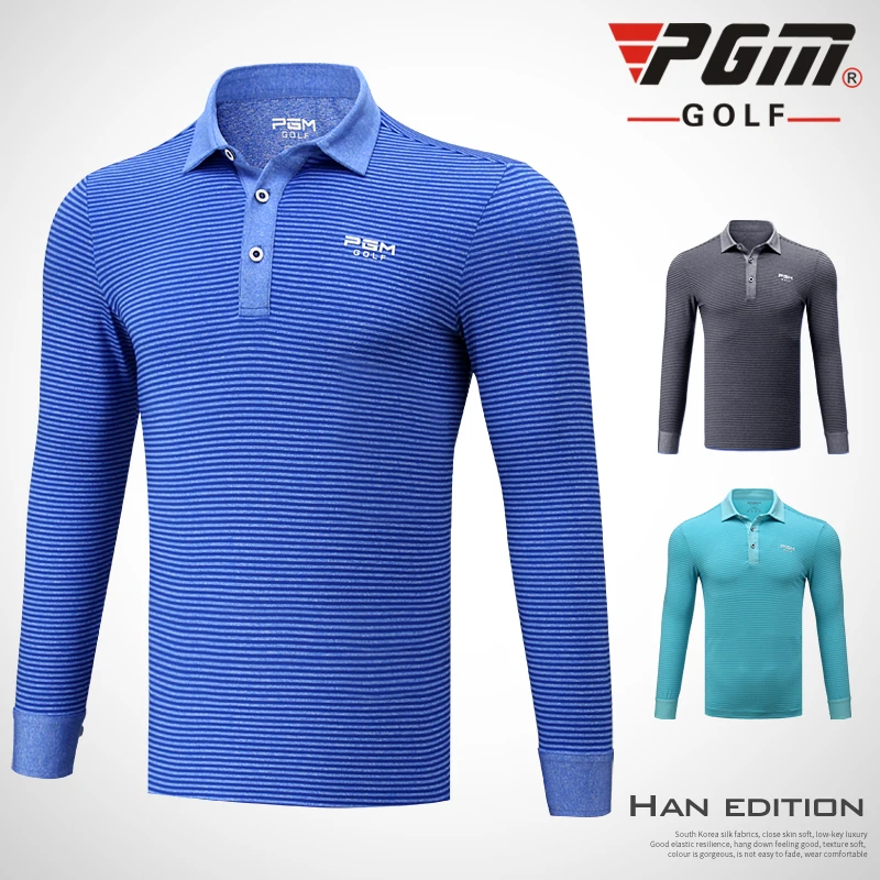

Pgm Golf Shirts Men Autumn Winter Golf Apparel Male Turn Down Collar Long Sleeved Clothing High Elastic Table Tennis Shirt D0487