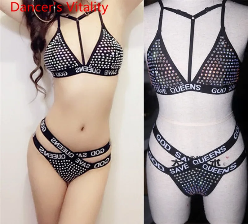 

DS Performance Costume New Bar DJ Pole Dance Women Singer Sexy Nightclub Jazz Rhinestone Bikini Set Suit Clothes Garments Outfit