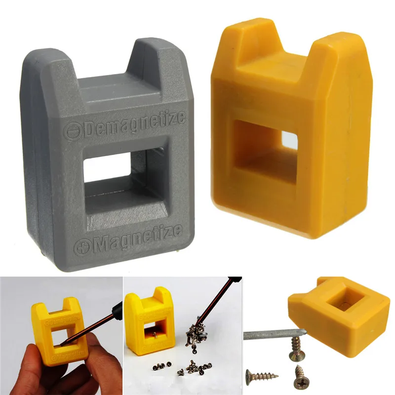 

1PC 2 Color Magnetizer Demagnetizer Screwdriver Tips Screw Driver Magnetic Tool Yellow Grey