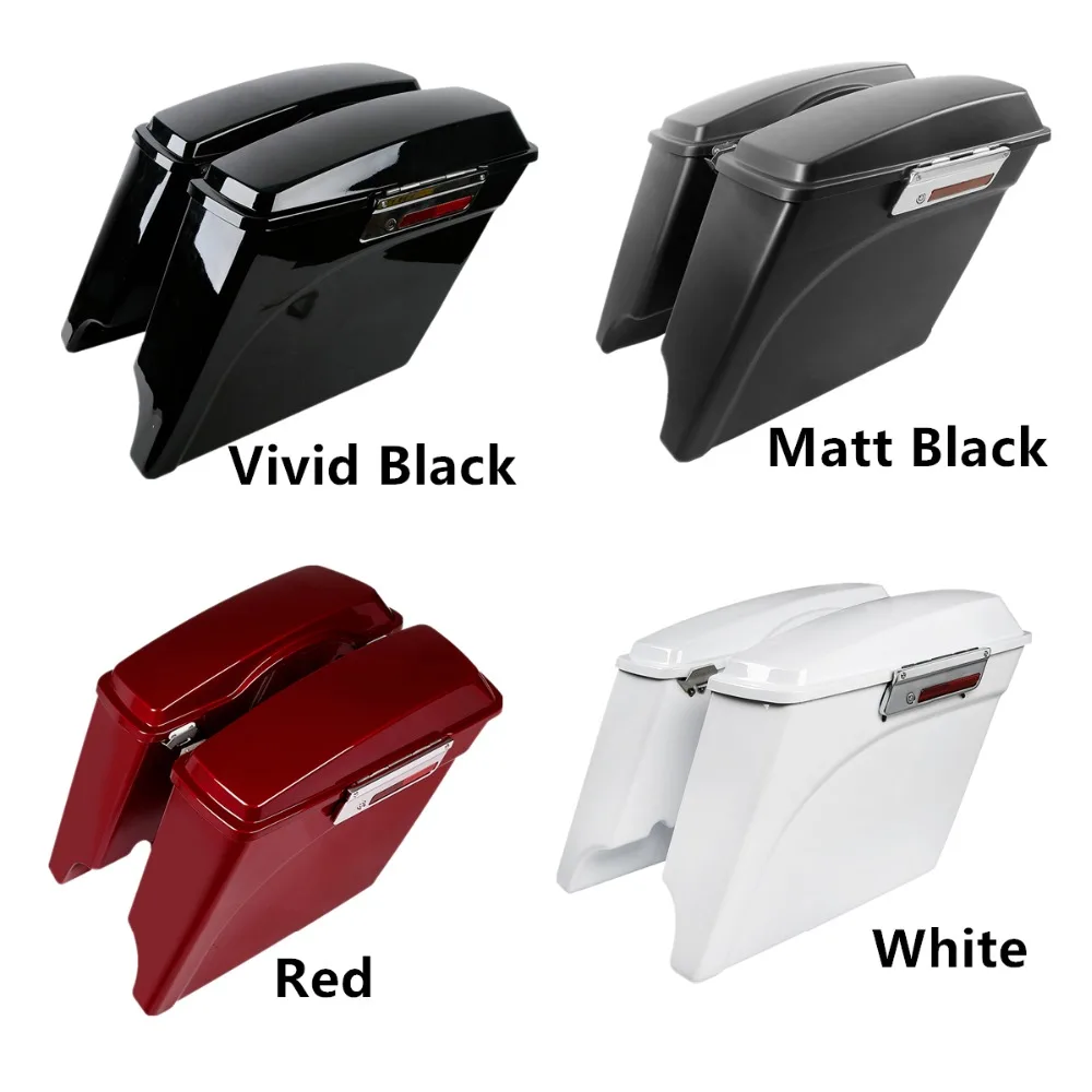 

Motorcycle ABS 5" Stretched Extended Hard Saddlebags w/ Lids For Harley Touring Road King Models FLHX FLH 1993-2013