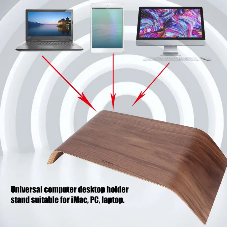 Для Samdi деревянный компьютер монитор Стенд Универсальный кронштейн для iMac ПК ноутбук - Цвет: A