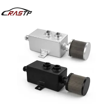 

RASTP - 1L Universal Car Aluminum Oil Catch Tank Silver Black Fuel Tanks with Breather & Filter Drain Tap 1LT Baffled RS-OCC010