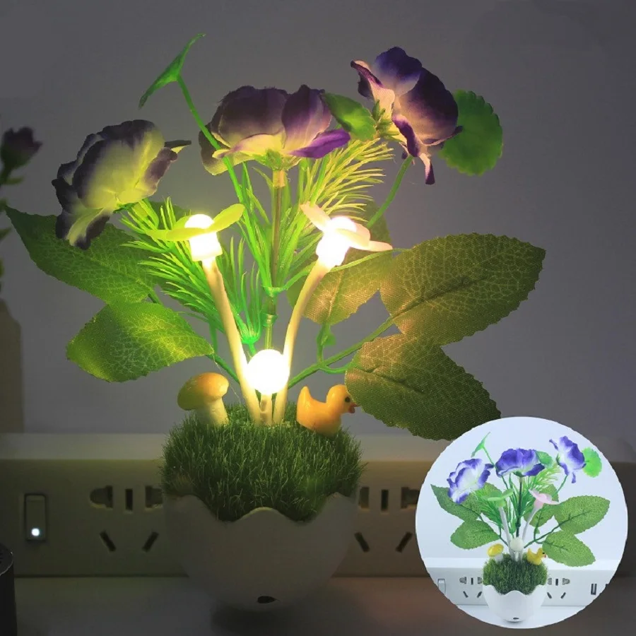 Ночной светильник контроля интеллигентая(ый) светодиодный ночной Светильник s изменение цвета гриб светильник моделирование завод 100 V-240 В, штепсельная вилка стандарта США Ночной светильник