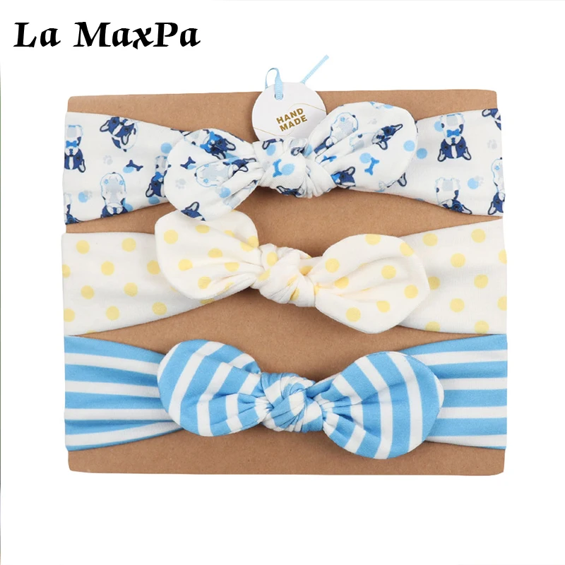 

2018 3Pc Cotton Baby Headbands Bohemia Dot Hairband with Bowknot Kids' Stretch Headband Baby Clothing Headwear Kids Accessories