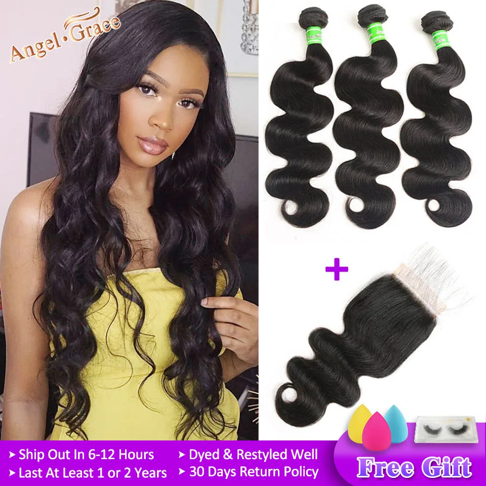 Body Wave Bundles With Closure Remy Human Hair 3 Bundles With Closure Brazilian Hair Weave Bundles With Closure Angel Grace Hair Body Wave Bundles With Closure Remy Human Hair 3 Bundles With Closure Brazilian Hair Weave Bundles With Closure Angel Grace Hair