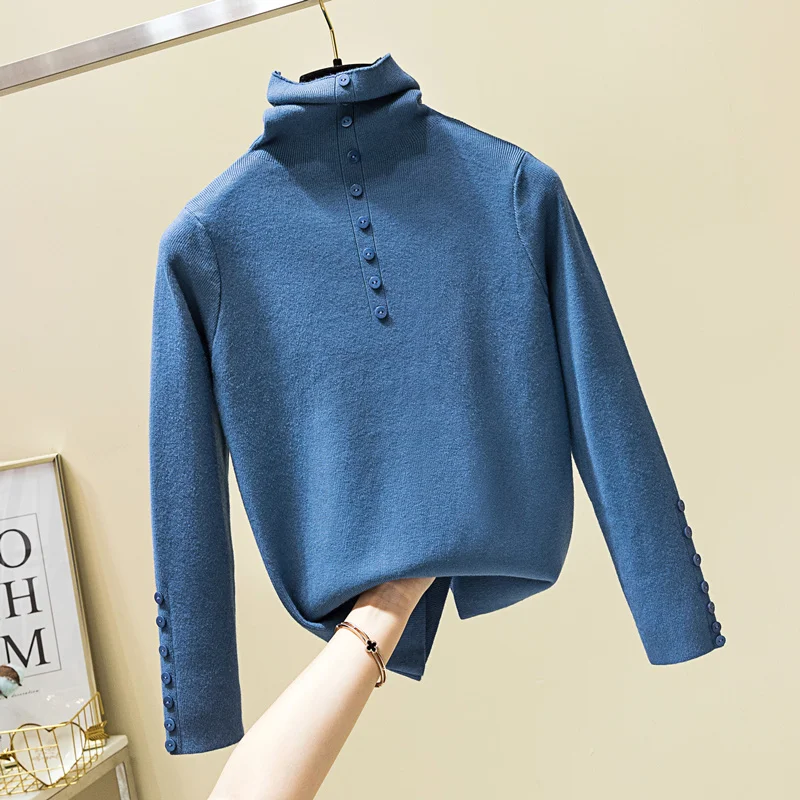 

Winter Sweaters Women Causal Streetwear Korean Turtleneck Warm Cashmere Pullovers Female Bottons Knitted Jumpers Crocheted Tops