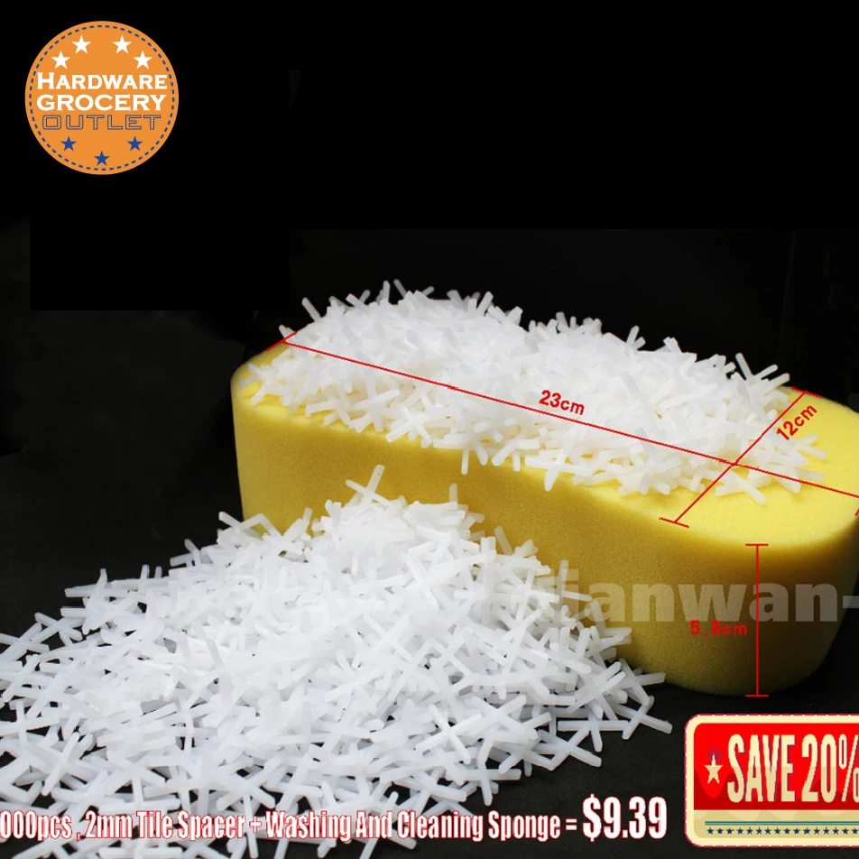 

1000pcs, 2mm wall floor tile spacer with washing and cleaning sponge