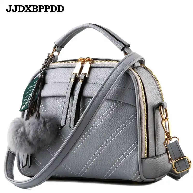 black fluffy cross body bag