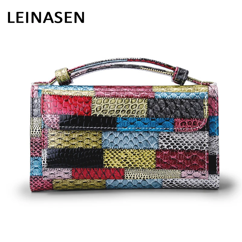 

Multifunctional Women Cowhide Wallets Brand Design Genuine Leather Wallet Female Hasp Fashion Long Purse Credit Card Holder 30