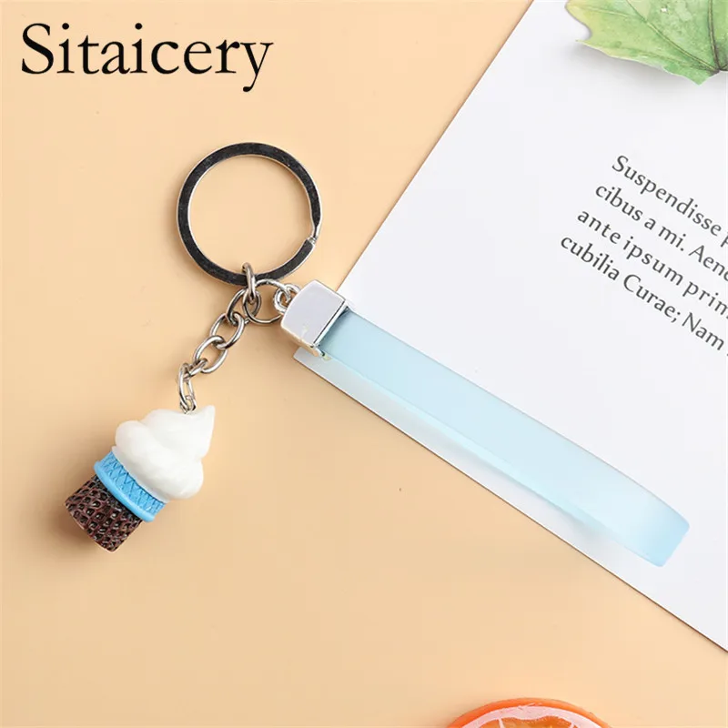 

Sitaicery 2PCS/Set Ice Cream Keychain Pendant Bag Charm Colorful Key Chains For Girls Children Cute Jewelry Trinket Couple Gifts