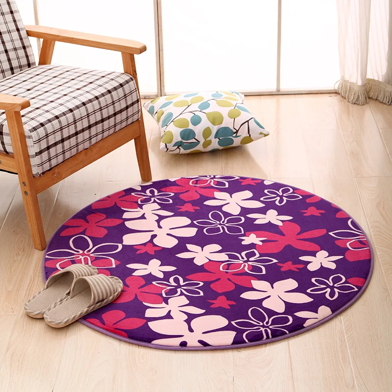 Purple Flowers Round Home Decor Carpet Matsin Mat from Home & Garden