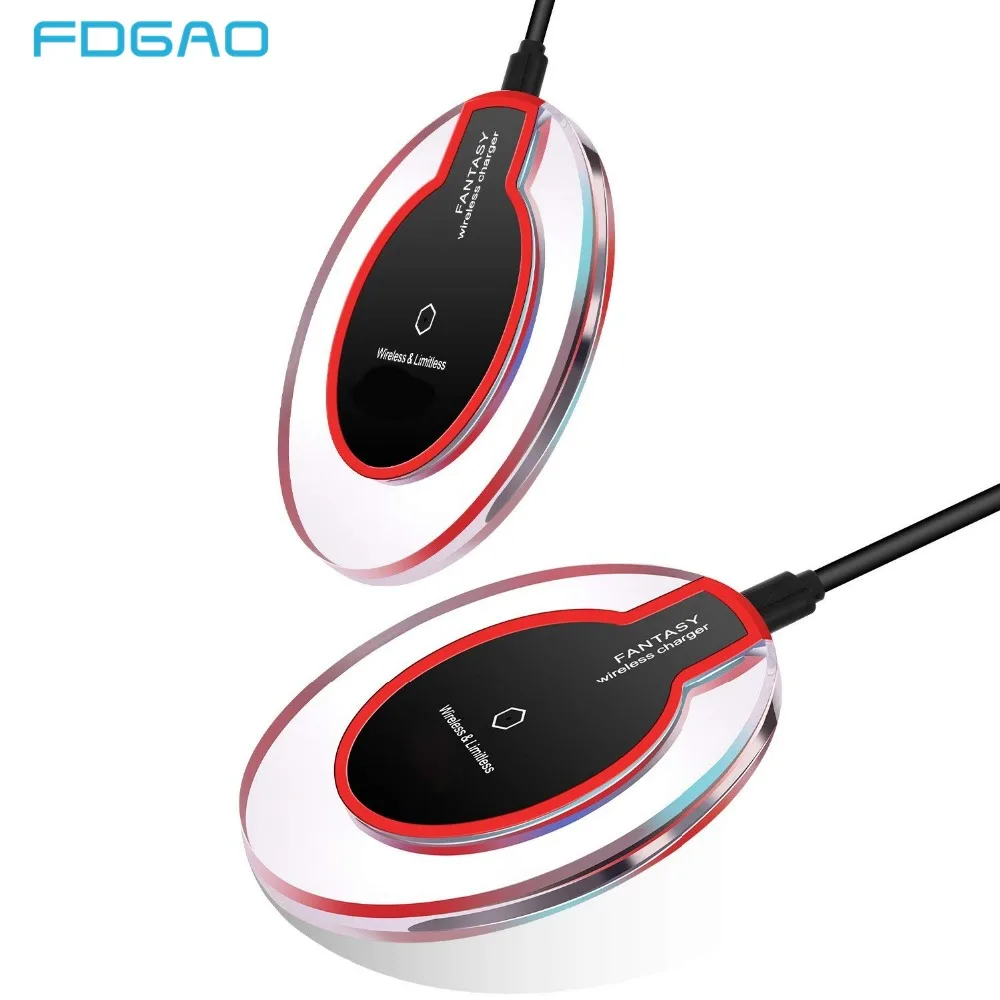 

FDGAO Thin Qi Wireless Charger for Apple iPhone X XS Max XR 8 Plus USB Visible Wireless Charging Pad for Samsung S8 S9 Note 9 8