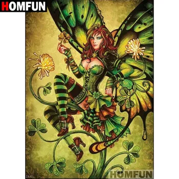 

HOMFUN Full Square/Round Drill 5D DIY Diamond Painting "Butterfly elve" Embroidery Cross Stitch 5D Home Decor Gift A07430