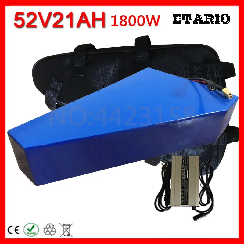 Треугольная батарея для электрического велосипеда EU US No Tax 52V 1800W 1500W 20AH литиевая с