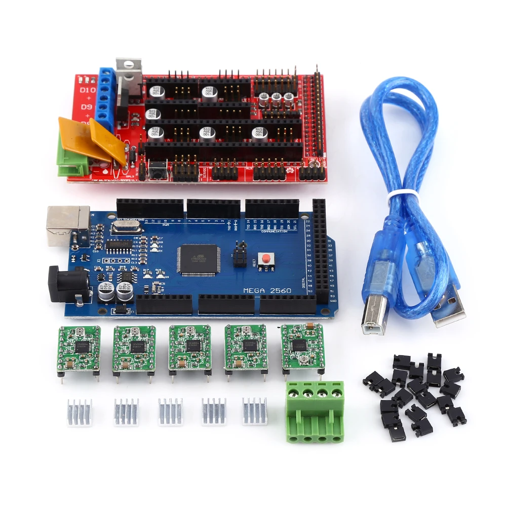 

3D Printer RAMPS 1.4 Controller + MEGA2560 R3 + A4988 With Heat Sink USB Calbe
