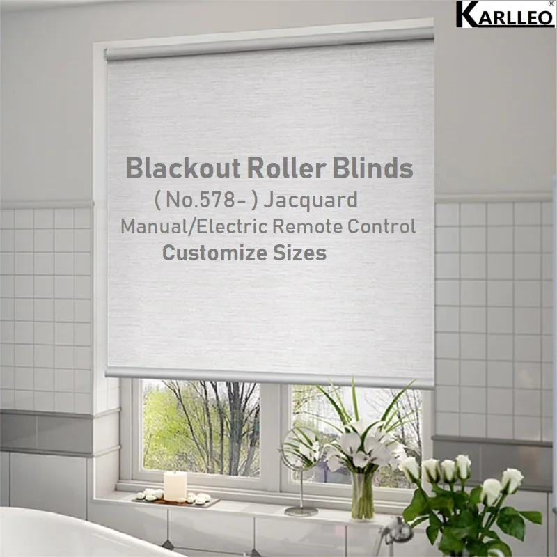 

Manual/Motorized Jacquard Blackout Roller Blinds Curtain No.578- Customize Size