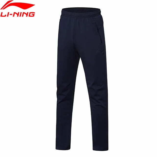 Li-Ning мужские тренировочные брюки из 28% хлопка, 72% полиэстера, с регулируемой талией, спортивные брюки AKLN087 MKY365