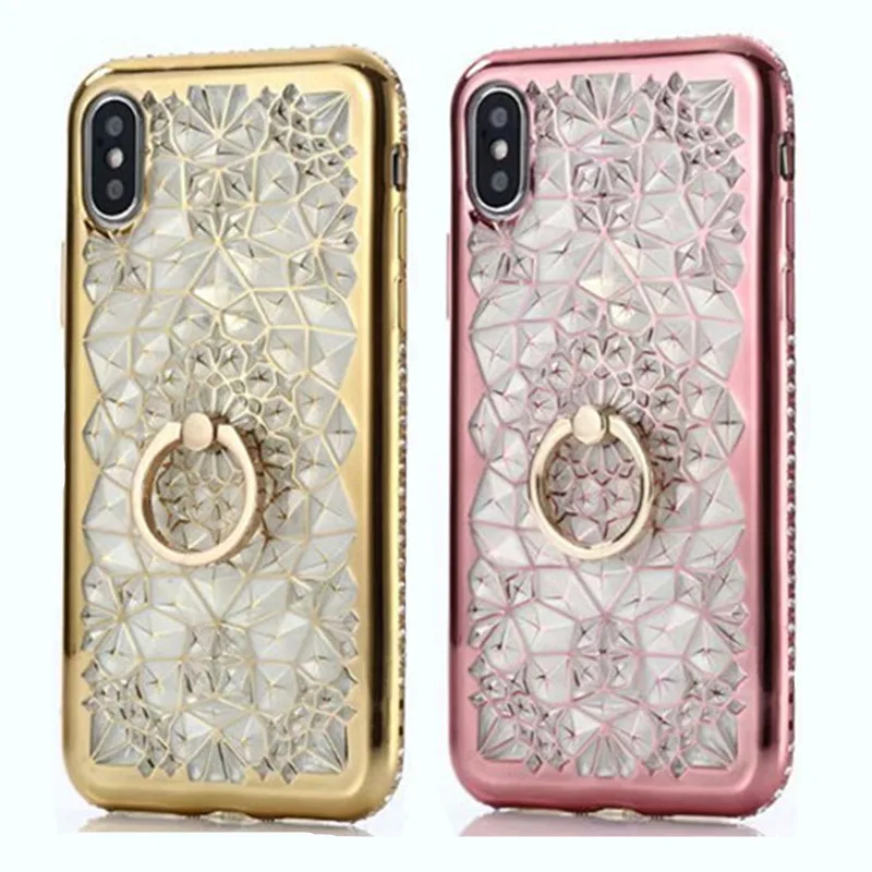 

FTAIDKJ Sun Flower TPU Case For iPhone XS Max XR X 10 7 8 Plus 6 6S Rhinestone Crystal Bling Diamond With Ring Stand Back Cover