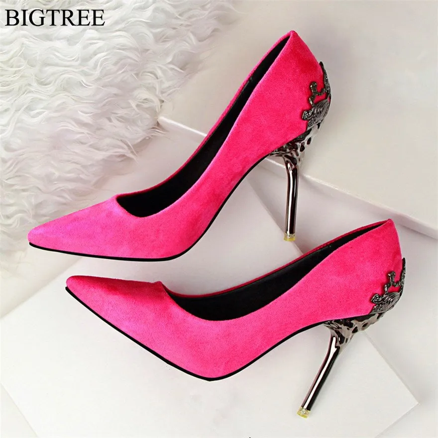 Solide Mode Pointu Pu rose Élégant Bout Nouvelles 2019 kaki Talons En Métal gold Pu pu Sculpté rose Mariage gris De Noir silver Pour Troupeau Chaussures rouge Femmes vert Hauts Rouge Profonde Peu fwfPvq