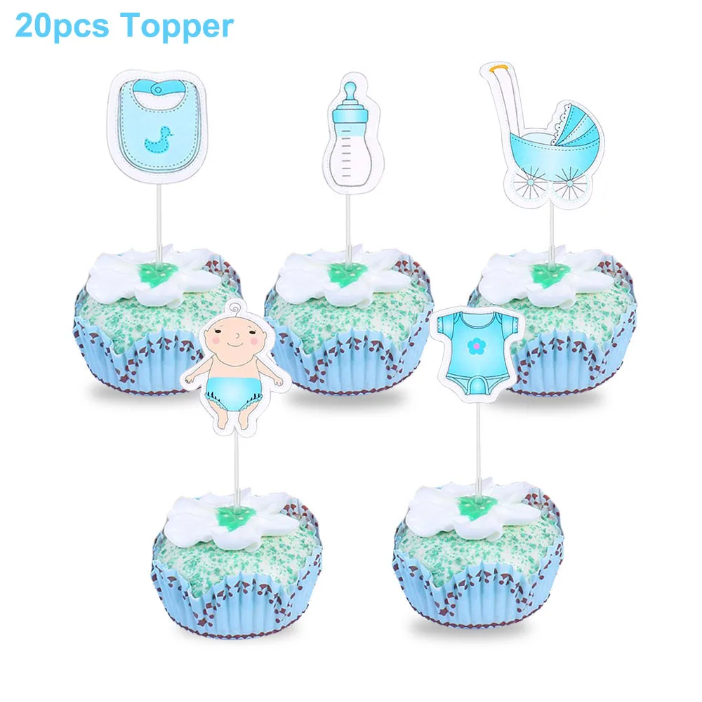 12/20 штук Baby Shower декор для капкейка мальчиков и девочек это розового синего цвета