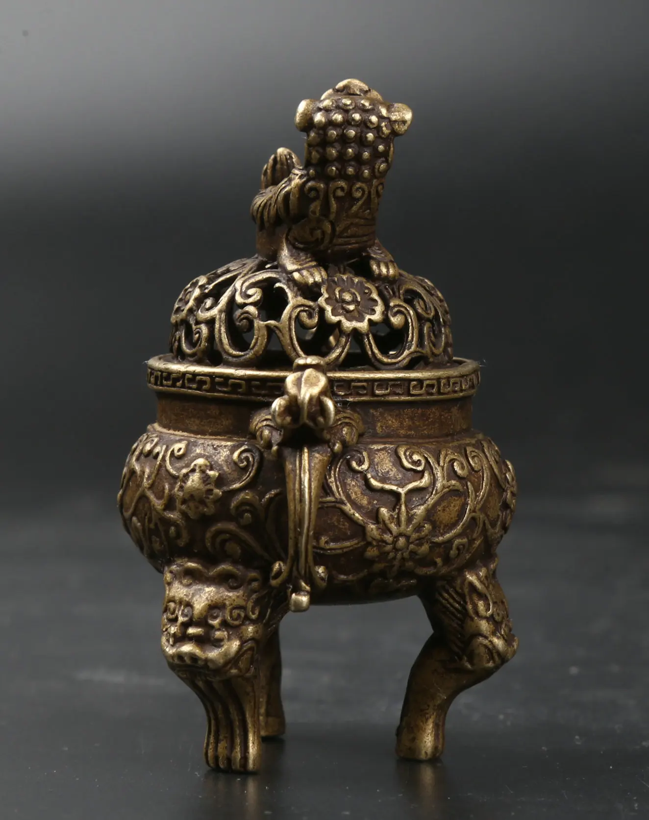 50MM Collect Small Curio China Bronze Exquisite Censer Incensory Thurible Statue