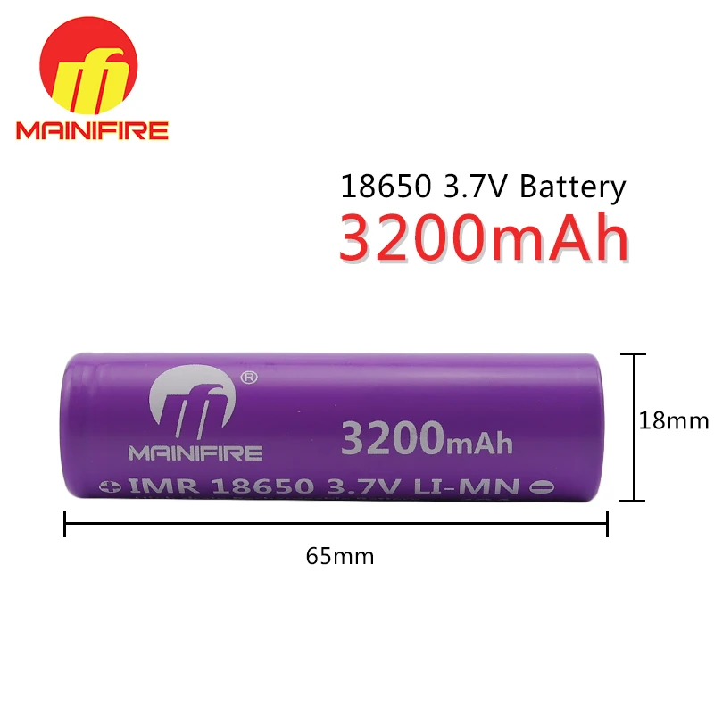 

1pc/lot wholesale price Mainifire 18650 3200mah 40A 3.7V li-ion rechargeable battery deep cycle battery For e-cig battery