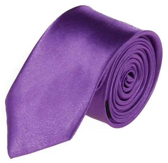 Men’s Boys Slim Skinny Solid Color Plain Satin Tie Necktie